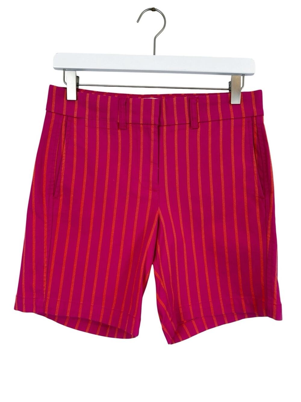 J. Crew 7" Stretch Chino Short Women's Size 2 Pink and Orange Stripe